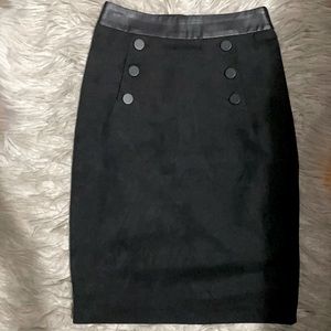 Faux Black Suede Pencil Skirt